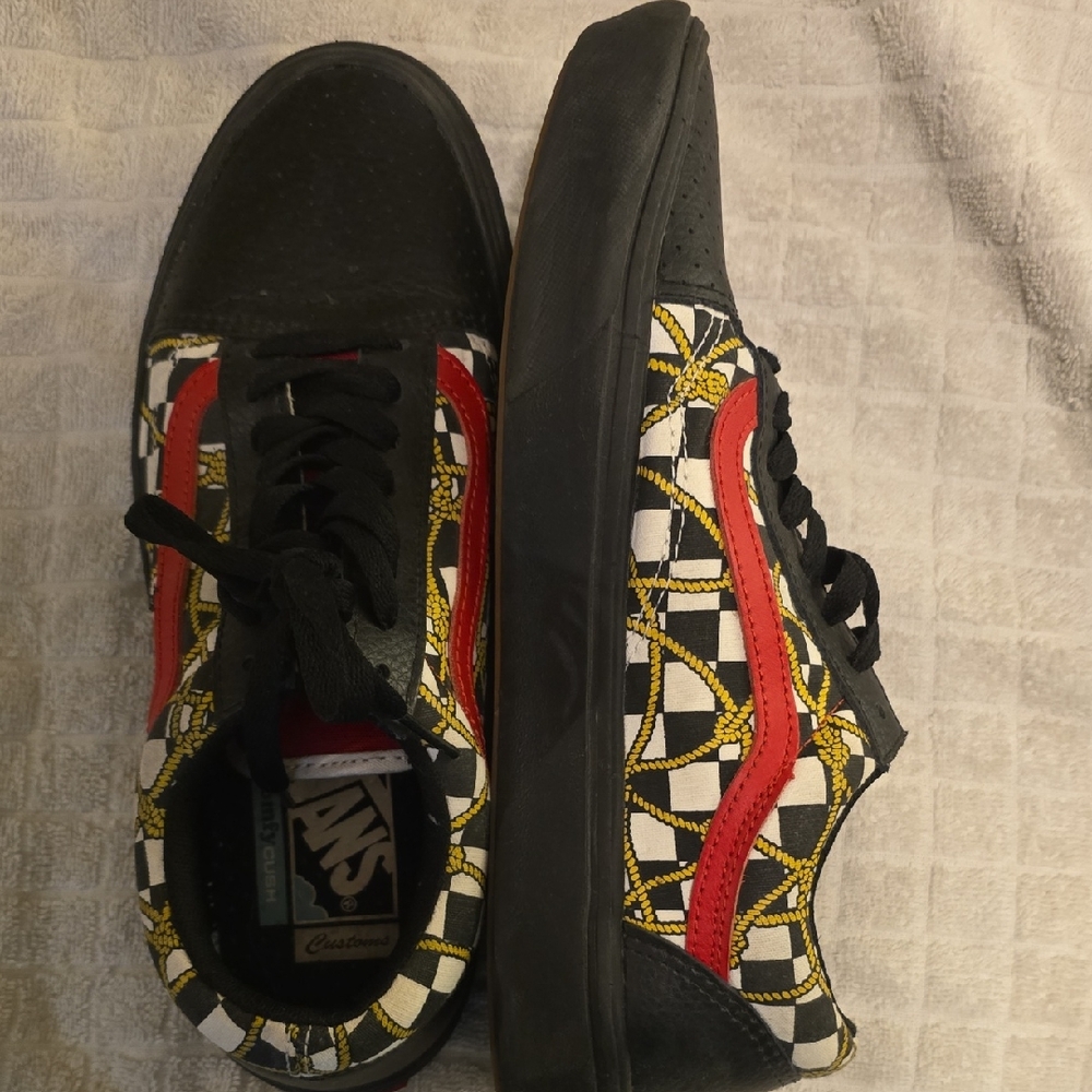 Vans Black and Yellow Checkered Sneakers